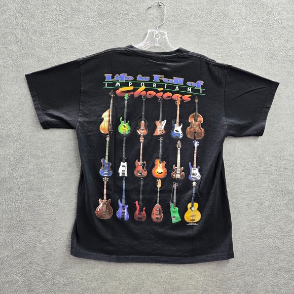 Guitar Men Shirt Medium Black Life Is Full of Important Choices Graphic Tee - Picture 1 of 11